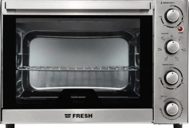 فرن فريش فضي 65 لتر  شواية ومروحة مزود ب2صنية لاعمال الاير فراير