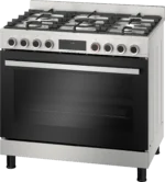 بوتاجاز بوش السلسلة 8، مقاس 90×60 سم، فولاذ مقاوم للصدأ، 5 شعلات، سعة فرن 147 لتر، تنظيف تحفيزي - من بوش HIZ5G7W51S