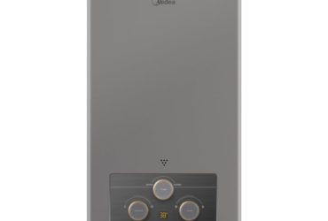 سخان مياه 10 لتر غاز طبيعي من مايديا، إشعال مزدوج رقمي 3 مقابض بطارية لوحدة النوع سي، لون رمادي