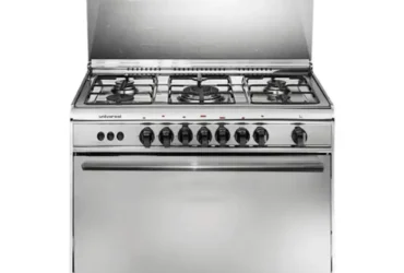 بوتاجاز غاز  5 شعلة، يونيفرسال تربو / كلاسيك، 90×60 سم استانلس ستيل بمروحة  8905 NCF-ST
