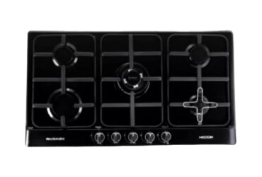 مسطح غاز بيلت ان 90 سم 5 شعلة حوامل اينامل لون اسود BH50-8-IS-MD يونيون اير