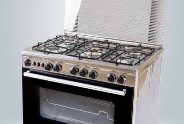 بوتاجاز تكنو جاز 5 شعلة 90/60 شيف كلاسيك فري ستاند بالمروحة ستانلس ستيل